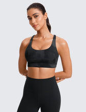 Load image into Gallery viewer, CRZ YOGA Women's Strappy Sports Bras Fitness Workout Padded Yoga Criss Cross Back Cami Black Tie Dye Flowers
