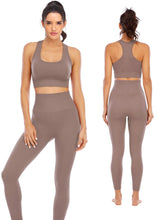 Load image into Gallery viewer, NOVA ACTIVE Workout Sets for Women 2 Piece High Waisted Seamless Leggings with Padded Stretchy Sports Bra Sets Yoga Outfit Jogging Gym Clothes(NA007L- Lotus root purple)
