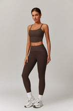 Load image into Gallery viewer, Womens Workout Sets Two Piece Seamless Stretch Cross Back Tank Top Matching Tummy Control High Waist Leggings Set 2 Piece For Women Gym Yoga Active Wear Outfits Athletic Work Out Clothes Coffee
