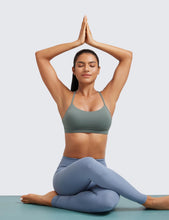 Load image into Gallery viewer, CRZ YOGA Butterluxe Womens Y Back Sports Bra - Padded Racerback Low Impact Spaghetti Thin Strap Workout Yoga Top Grey Sage
