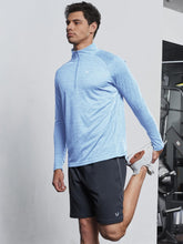 Load image into Gallery viewer, NORTHYARD Men's Quarter Zip Pullover – Long Sleeve Moisture-Wicking Running Shirt with UPF 50+ in Sky Heather
