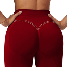 Load image into Gallery viewer, Impact Leggings for Women Seamless Workout Yoga Pants Hidden Scrunch Butt Tummy Control Gym Leggings Mid Low Waist 25" Scarlett Red
