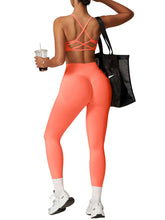 Load image into Gallery viewer, Impact Leggings for Women Seamless Workout Yoga Pants Hidden Scrunch Butt Tummy Control Gym Leggings Mid Low Waist 25" Coral
