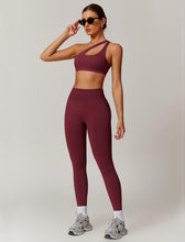 Load image into Gallery viewer, ABOCIW Workout Sets for Women 2 Piece Seamless High Waist Scrunch Butt Lifting Gym Leggings Cutout One Shoulder Sports Bra Yoga Outfits Rosewood
