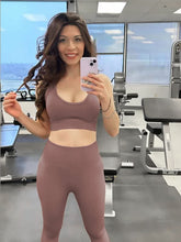 Load image into Gallery viewer, Women’s Yoga Outfits 2 piece Set Workout Tracksuits Sports Bra High Waist Legging Active Wear Athletic Clothing Set
