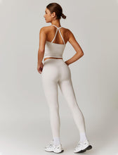 Load image into Gallery viewer, Womens Workout Sets Two Piece Seamless Stretch Cross Back Tank Top Matching Tummy Control High Waist Leggings Set 2 Piece For Women Gym Yoga Active Wear Outfits Athletic Work Out Clothes Light Grey
