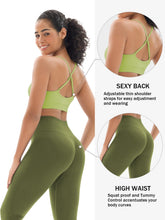 Load image into Gallery viewer, Seamless Workout Sets for Women 2 Piece Adjustable Strappy Sports Bra with High Waisted Butt Lifting Leggings Gym Sets(Our82 Army Green)
