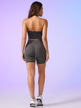 Load image into Gallery viewer, YEOREO Women's Halter Crop Top V Neck Workout Going Out Tank Top Hazel Padded Sleeveless Backless Trendy Summer Camisole Dark Gray
