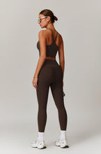 Load image into Gallery viewer, Womens Workout Sets Two Piece Seamless Stretch Cross Back Tank Top Matching Tummy Control High Waist Leggings Set 2 Piece For Women Gym Yoga Active Wear Outfits Athletic Work Out Clothes Coffee
