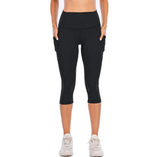 Load image into Gallery viewer, Steppe Naked Feeling High Waisted Yoga Pants Women's Workout Capris Leggings with Pockets Tummy Control Buttery Soft Running Compression Capris for Athletic Gym Exercise Fitness Black
