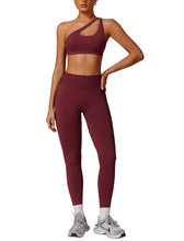 Load image into Gallery viewer, ABOCIW Workout Sets for Women 2 Piece Seamless High Waist Scrunch Butt Lifting Gym Leggings Cutout One Shoulder Sports Bra Yoga Outfits Rosewood
