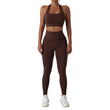 Load image into Gallery viewer, MUMANAIXI 3-Piece Seamless Moisture-Wicking Workout Set for Women - Gym, Fitness, Running, Yoga Sportswear (Brown 2pcs)
