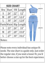 Load image into Gallery viewer, Workout Sets for Women, Two Piece Sexy One Shoulder Matching Crop Tank Top Set,Cut Ribbed Seamless High Waist Shorts (Light Sky Blue)
