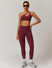 Load image into Gallery viewer, ABOCIW Workout Sets for Women 2 Piece Seamless High Waist Scrunch Butt Lifting Gym Leggings Cutout One Shoulder Sports Bra Yoga Outfits Rosewood

