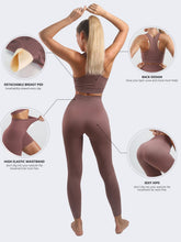 Load image into Gallery viewer, Women’s Yoga Outfits 2 piece Set Workout Tracksuits Sports Bra High Waist Legging Active Wear Athletic Clothing Set

