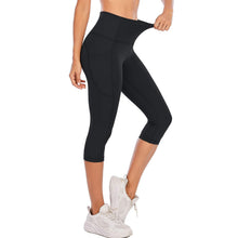 Load image into Gallery viewer, Steppe Naked Feeling High Waisted Yoga Pants Women's Workout Capris Leggings with Pockets Tummy Control Buttery Soft Running Compression Capris for Athletic Gym Exercise Fitness Black
