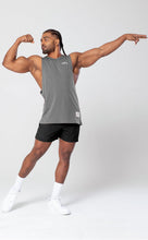Load image into Gallery viewer, Project Titan Men's Drop Arm Tank Top – Cut Off Sleeveless Gym Shirt for Weightlifting &amp; Bodybuilding in Steel Grey
