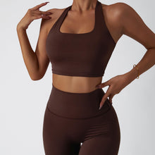 Load image into Gallery viewer, MUMANAIXI 3-Piece Seamless Moisture-Wicking Workout Set for Women - Gym, Fitness, Running, Yoga Sportswear (Brown 2pcs)
