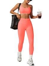 Load image into Gallery viewer, Impact Leggings for Women Seamless Workout Yoga Pants Hidden Scrunch Butt Tummy Control Gym Leggings Mid Low Waist 25" Coral
