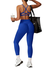 Load image into Gallery viewer, Impact Leggings for Women Seamless Workout Yoga Pants Hidden Scrunch Butt Tummy Control Gym Leggings Mid Low Waist 25" Deep Sea
