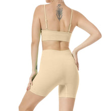 Load image into Gallery viewer, Women Seamless Yoga Set 2 Piece Workout Sport Bra with High Waist Shorts Legging Outfit Tracksuit.JNINTH (Khaki)
