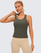 Load image into Gallery viewer, CRZ YOGA Butterluxe Racerback Workout Tank Tops for Women Sleeveless Camisole Gym Athletic Yoga Shirts Light Army Green
