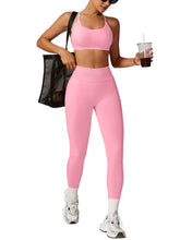 Load image into Gallery viewer, Impact Leggings for Women Seamless Workout Yoga Pants Hidden Scrunch Butt Tummy Control Gym Leggings Mid Low Waist 25" Pink
