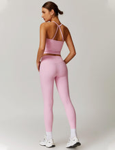 Load image into Gallery viewer, Womens Workout Sets Two Piece Seamless Stretch Cross Back Tank Top Matching Tummy Control High Waist Leggings Set 2 Piece For Women Gym Yoga Active Wear Outfits Athletic Work Out Clothes Pink
