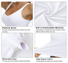 Load image into Gallery viewer, Women’s Longline Sports Bra Wirefree Padded Medium Support Yoga Bras Gym Running Workout Tank Tops (White)
