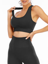 Load image into Gallery viewer, Workout Sets for Women 2 Piece High Waisted Seamless Leggings with Padded Stretchy Sports Bra Sets Yoga Outfit Jogging Gym Clothes(NA007S- Black)
