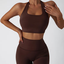 Load image into Gallery viewer, MUMANAIXI 3-Piece Seamless Moisture-Wicking Workout Set for Women - Gym, Fitness, Running, Yoga Sportswear (Brown 2pcs)
