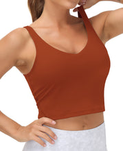Load image into Gallery viewer, Women’s Longline Sports Bra Wirefree Padded Medium Support Yoga Bras Gym Running Workout Tank Tops(Brick Red)
