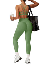 Load image into Gallery viewer, Impact Leggings for Women Seamless Workout Yoga Pants Hidden Scrunch Butt Tummy Control Gym Leggings Mid Low Waist 25" Pistachio
