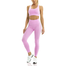 Load image into Gallery viewer, WodoWei Women 2 Piece Workout Outfits Sports Bra Seamless Leggings Yoga Gym Activewear Set(YO610-Sorbet Pink Marl)

