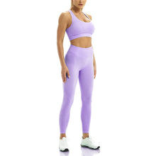 Load image into Gallery viewer, WodoWei Women 2 Piece Workout Outfits Sports Bra Seamless Leggings Yoga Gym Activewear Set (YO610-Purple Marl)
