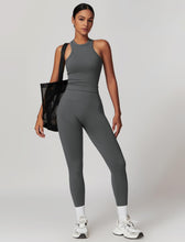 Load image into Gallery viewer, ABOCIW Workout Sets for Women, Ribbed Racerback Tank Top Bra Seamless Scrunch Butt Lifting High Waist Leggings 2 Piece Gym Yoga Outfits Tank Dark Gray
