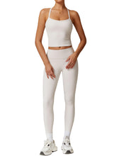Load image into Gallery viewer, Womens Workout Sets Two Piece Seamless Stretch Cross Back Tank Top Matching Tummy Control High Waist Leggings Set 2 Piece For Women Gym Yoga Active Wear Outfits Athletic Work Out Clothes Light Grey
