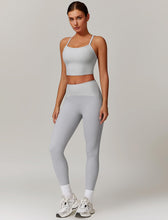 Load image into Gallery viewer, AGYMNX Workout Sets for Women 2 Piece High Waisted Seamless Butt Lifting Leggings Gym Yoga Outfit Stretchy Sports Bra Sets White Gray
