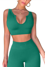 Load image into Gallery viewer, QINSEN Womens Yoga Pants Bodycon 2 Piece Outfits Cropped Tops High Waist Seamless Leggings Emerald
