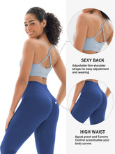 Load image into Gallery viewer, Seamless Workout Sets for Women 2 Piece Adjustable Strappy Sports Bra with High Waisted Butt Lifting Leggings Gym Sets(Our82 Blue/Navy)
