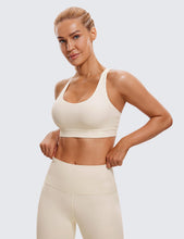 Load image into Gallery viewer, CRZ YOGA Women's Strappy Sports Bras Fitness Workout Padded Yoga Criss Cross Back Cami White Apricot

