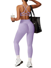 Load image into Gallery viewer, Scrunch Butt Impact Leggings for Women Mid Low Waist 25" Seamless Gym Yoga Pants Tummy Control Compression Booty Tights Lilac
