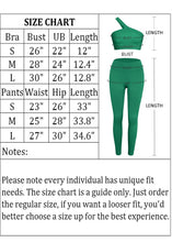 Load image into Gallery viewer, niyokki Two Piece Workout Sets for Women, Sexy One Shoulder Matching Crop Tank Top Set Outfits for Women(Grass Green)
