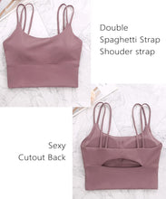 Load image into Gallery viewer, Everrysea Longline Sports Bra for Women Padded Workout Tank Tops Built in Bras Strappy Yoga Corp Top Camisole
