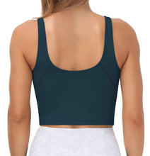 Load image into Gallery viewer, Women’s Longline Sports Bra Wirefree Padded Medium Support Yoga Bras Gym Running Workout Tank Tops(Dark Blue Green)
