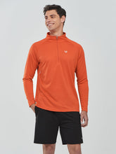 Load image into Gallery viewer, NORTHYARD Men's Long Sleeve Quarter Zip Running Shirt – Moisture Wicking Athletic Pullover | Orange
