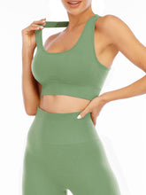 Load image into Gallery viewer, Workout Sets for Women 2 Piece High Waisted Seamless Leggings with Padded Stretchy Sports Bra Sets Yoga Outfit Jogging Gym Clothes(N007S-Avocado)
