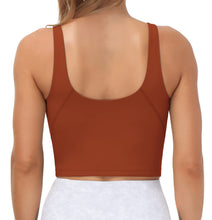 Load image into Gallery viewer, Women’s Longline Sports Bra Wirefree Padded Medium Support Yoga Bras Gym Running Workout Tank Tops(Brick Red)
