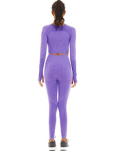 Load image into Gallery viewer, Toplook Women Seamless Workout Outfits Athletic Set Leggings + Long Sleeve Top 2 Pieces(Purple)
