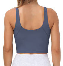 Load image into Gallery viewer, Women’s Longline Sports Bra Wirefree Padded Medium Support Yoga Bras Gym Running Workout Tank Tops (Ink Blue)
